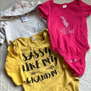 6 month lot onesies and Disney hoodie